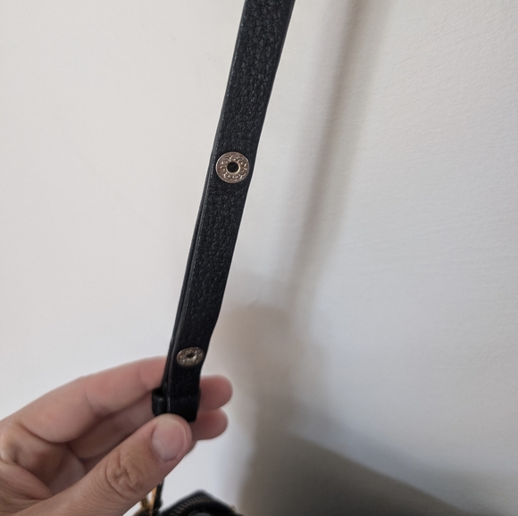 Halston Heritage Baby Pebbled Satchel Bag - Black Leather with Gold Accents - Picture 5 of 16